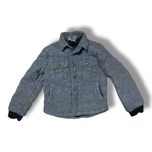 Vince Kids Gray Wool Blend Quilted Puffer Jacket Snap Front Utility Coat Size L